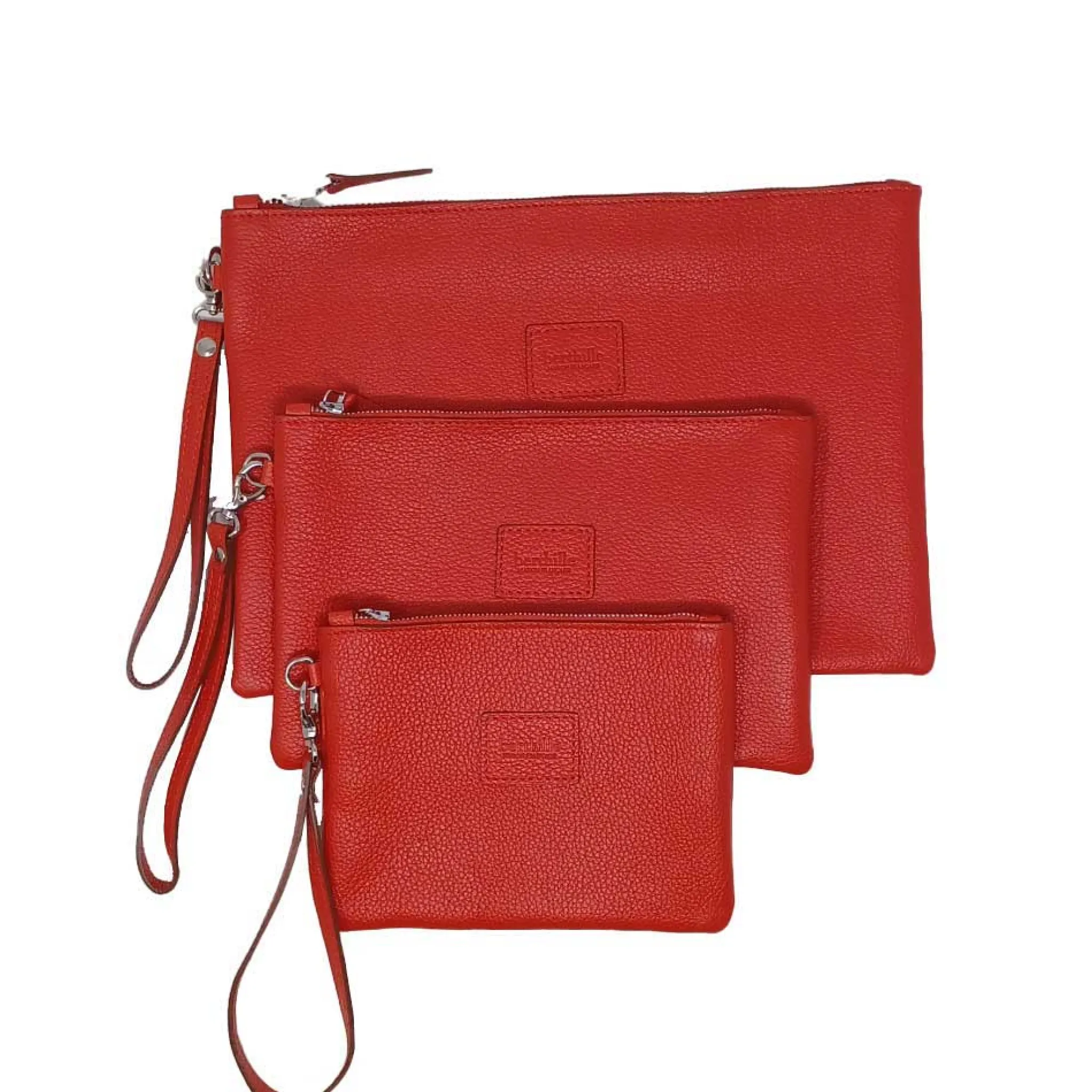 Maison Berthille Petite Maroquinerie / Accessoires Et Porte Monnaie>Pochette Cuir Pleine Fleur avec Dragonne | Format Moyen