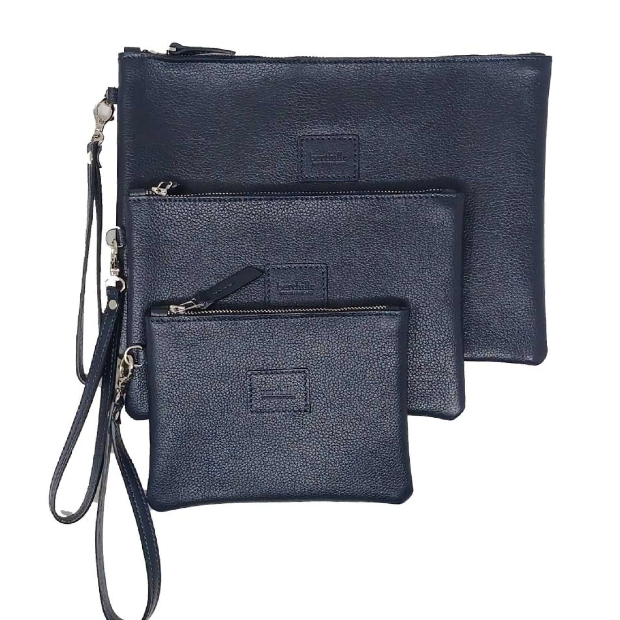 Maison Berthille Petite Maroquinerie / Accessoires Et Porte Monnaie>Pochette Cuir Pleine Fleur avec Dragonne | Grand Format