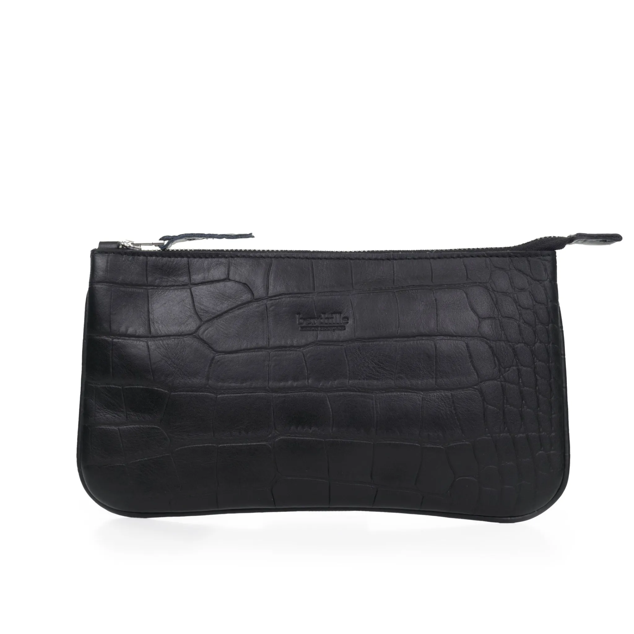 Maison Berthille Pochettes / Pochettes Porté Main Ou Bandoulière | Pochettes Et Accessoires Cuir Croco>Pochette Lord en cuir imprimé croco | Noir