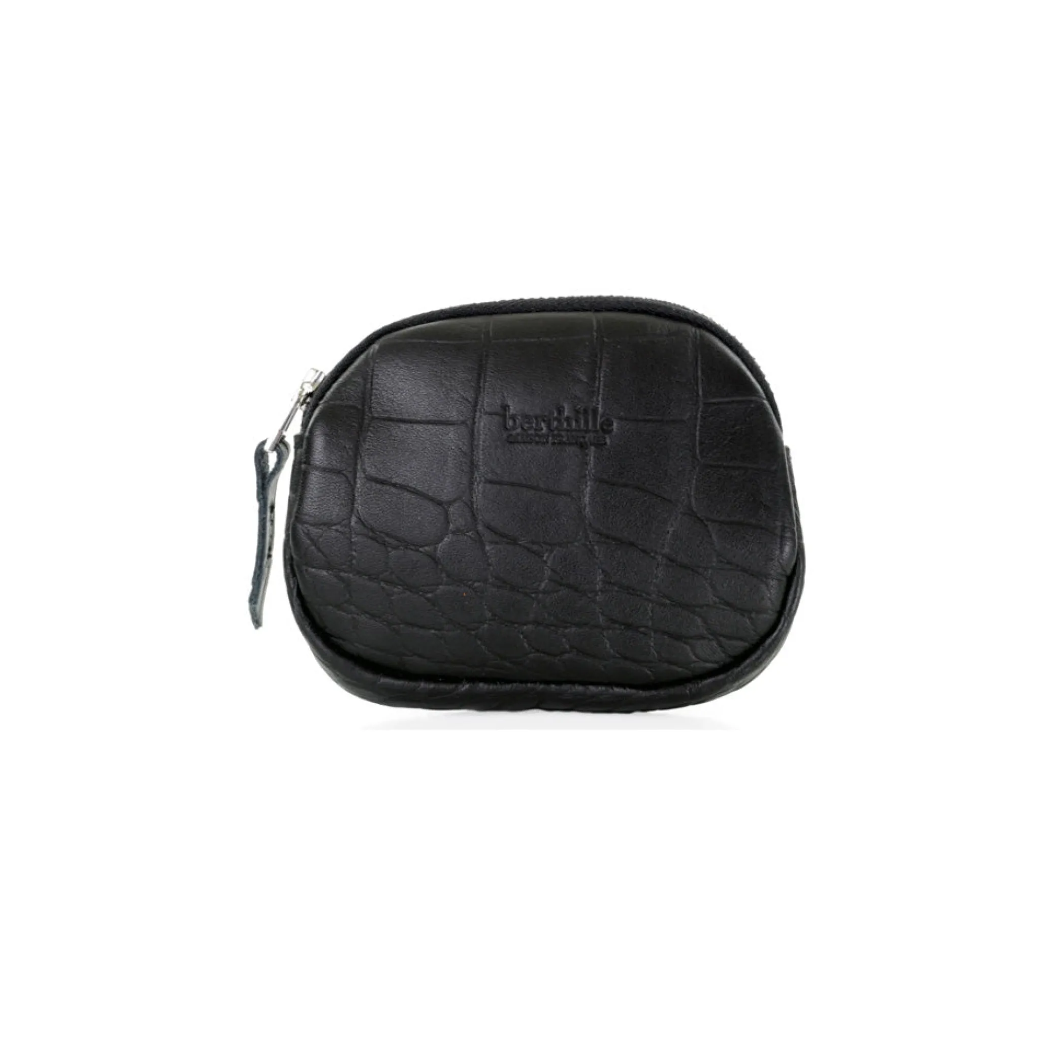 Maison Berthille Pochettes Et Accessoires Cuir Croco | Petite Maroquinerie / Accessoires Et Porte Monnaie>Porte-monnaie Cuir 'Croco' | Noir