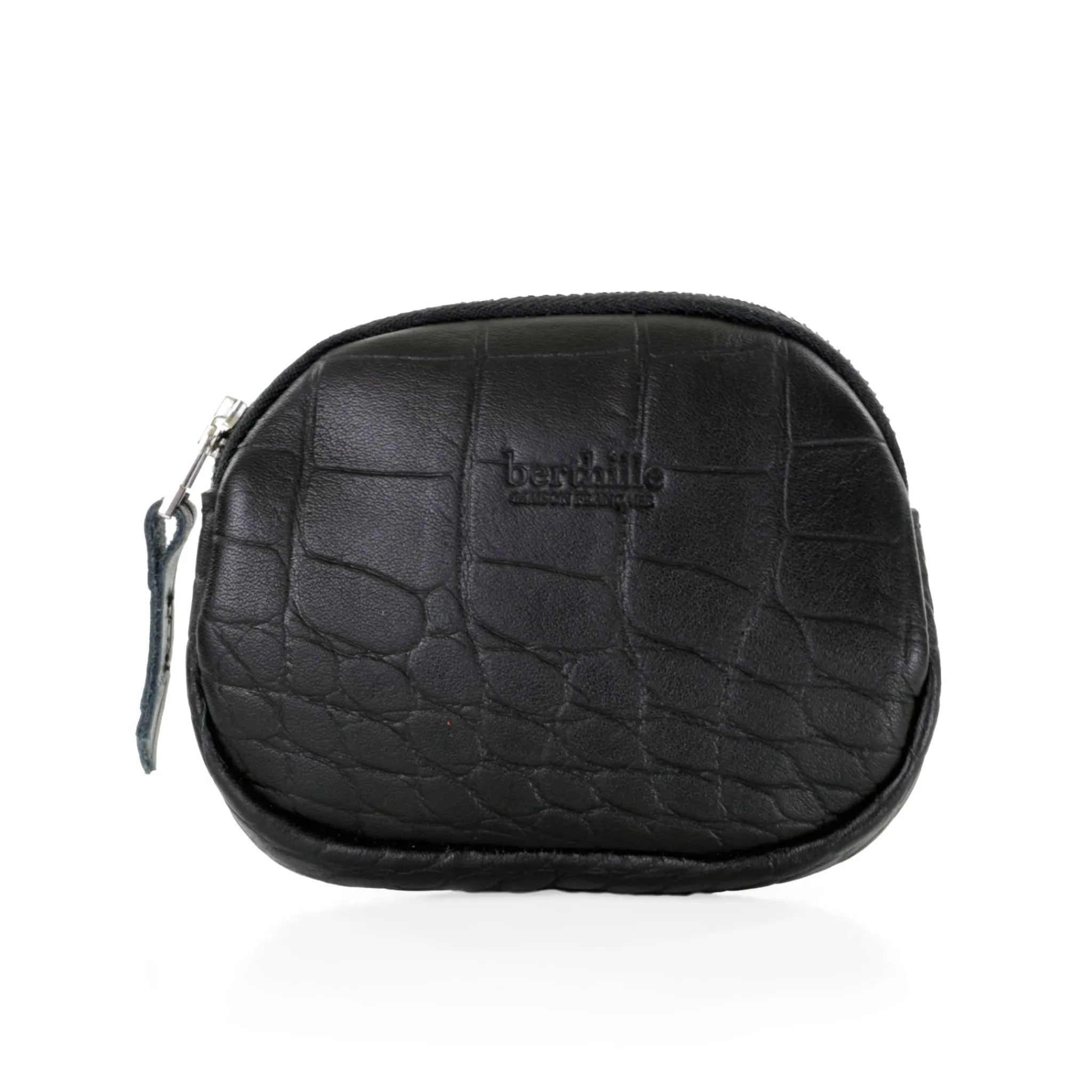 Maison Berthille Pochettes Et Accessoires Cuir Croco | Petite Maroquinerie / Accessoires Et Porte Monnaie>Porte-monnaie Cuir 'Croco' | Noir