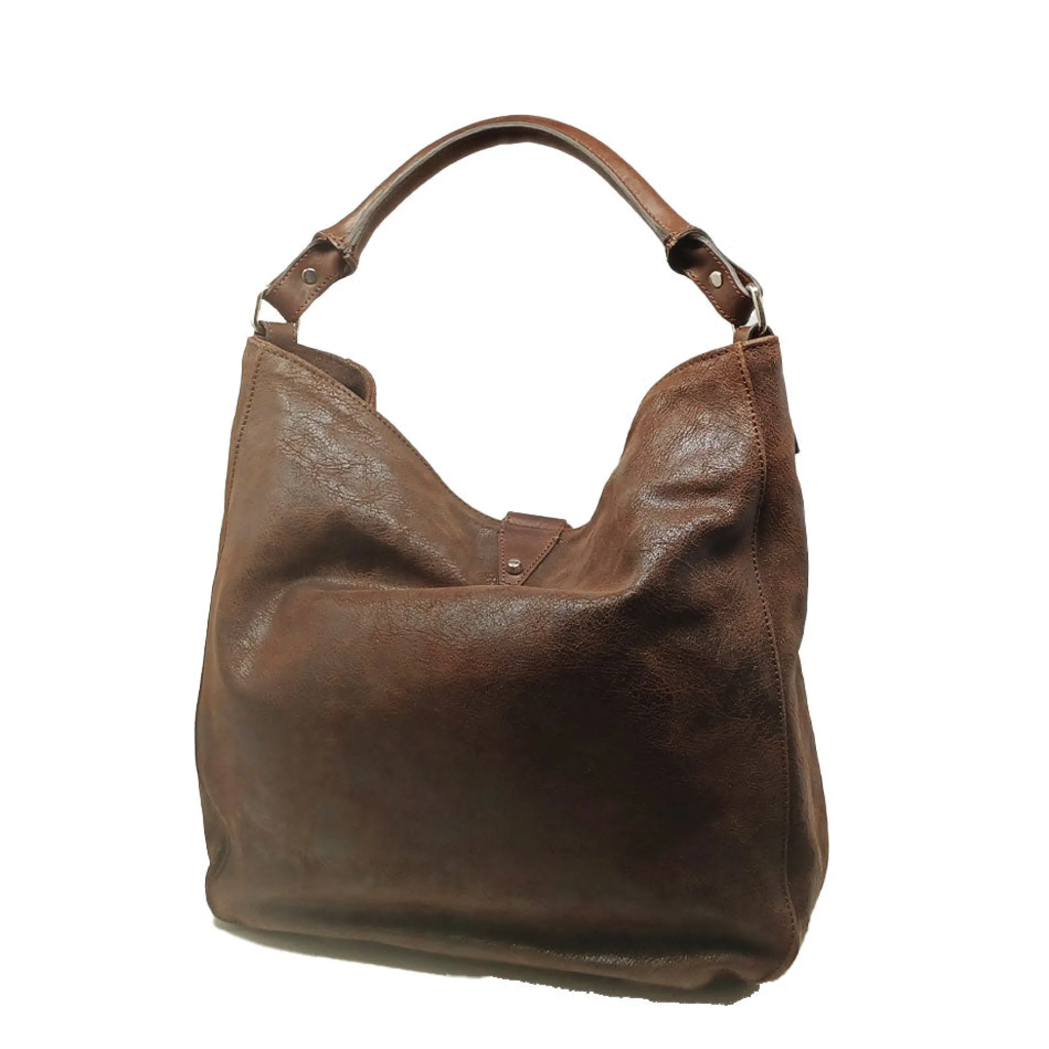 Maison Berthille Cabas & Grands Sacs À Main>Sac en Cuir Vieilli Marron | Porté Épaule | Hermine