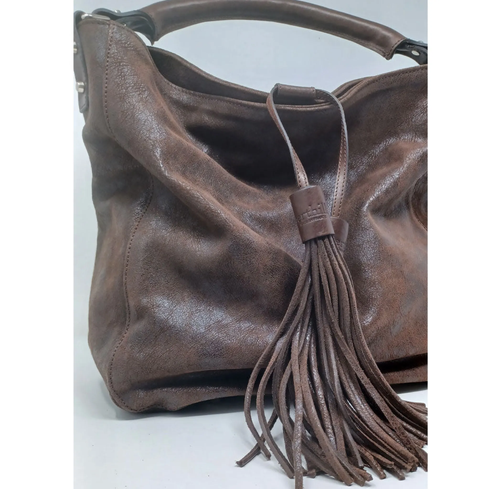 Maison Berthille Cabas & Grands Sacs À Main>Sac en Cuir Vieilli Marron | Porté Épaule | Hermine